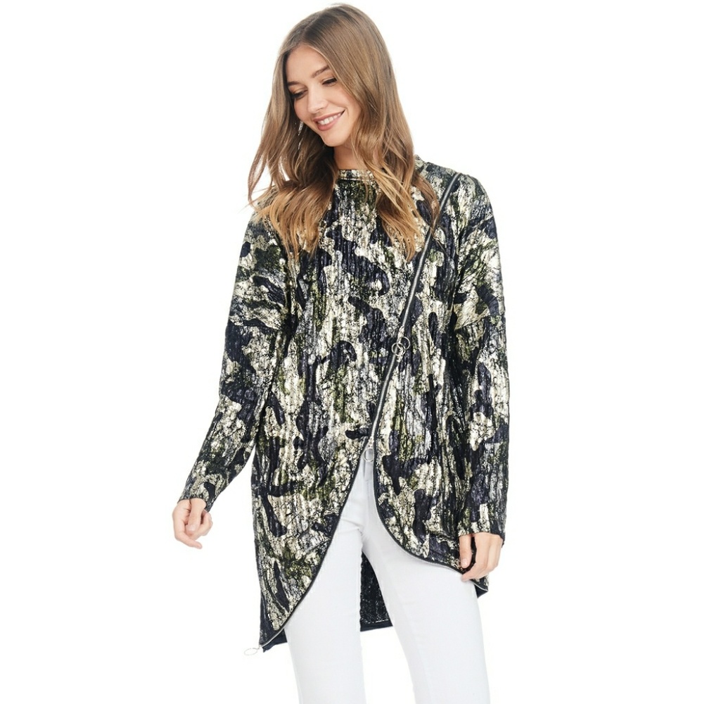 TOV Textured Zipper Link Top